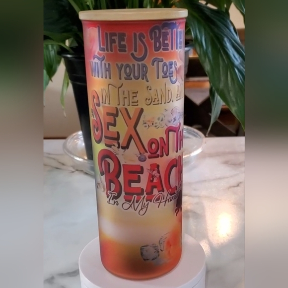 Life is Better With Your Toes In The Sand 20oz Matte Glass Tumbler w/ duo lids - Picture 12 of 14